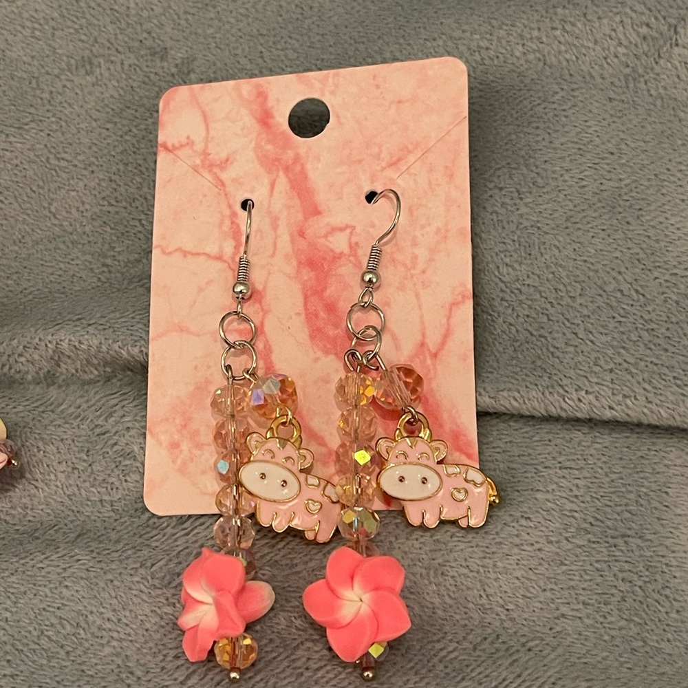 Cow pink dangles